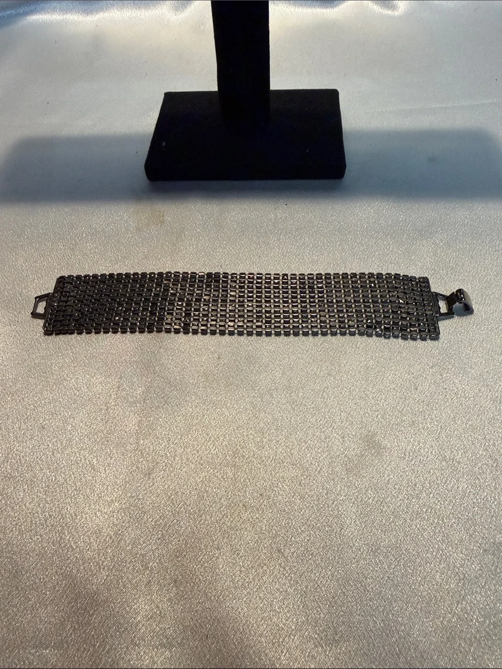Source Unknown Gunmetal Black Crystal Wide Bracelet